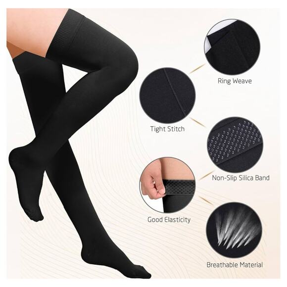 Thigh High Compression Stockings 20-30 mmHg Closed Toe Socks for Women & Men... - Picture 3 of 13